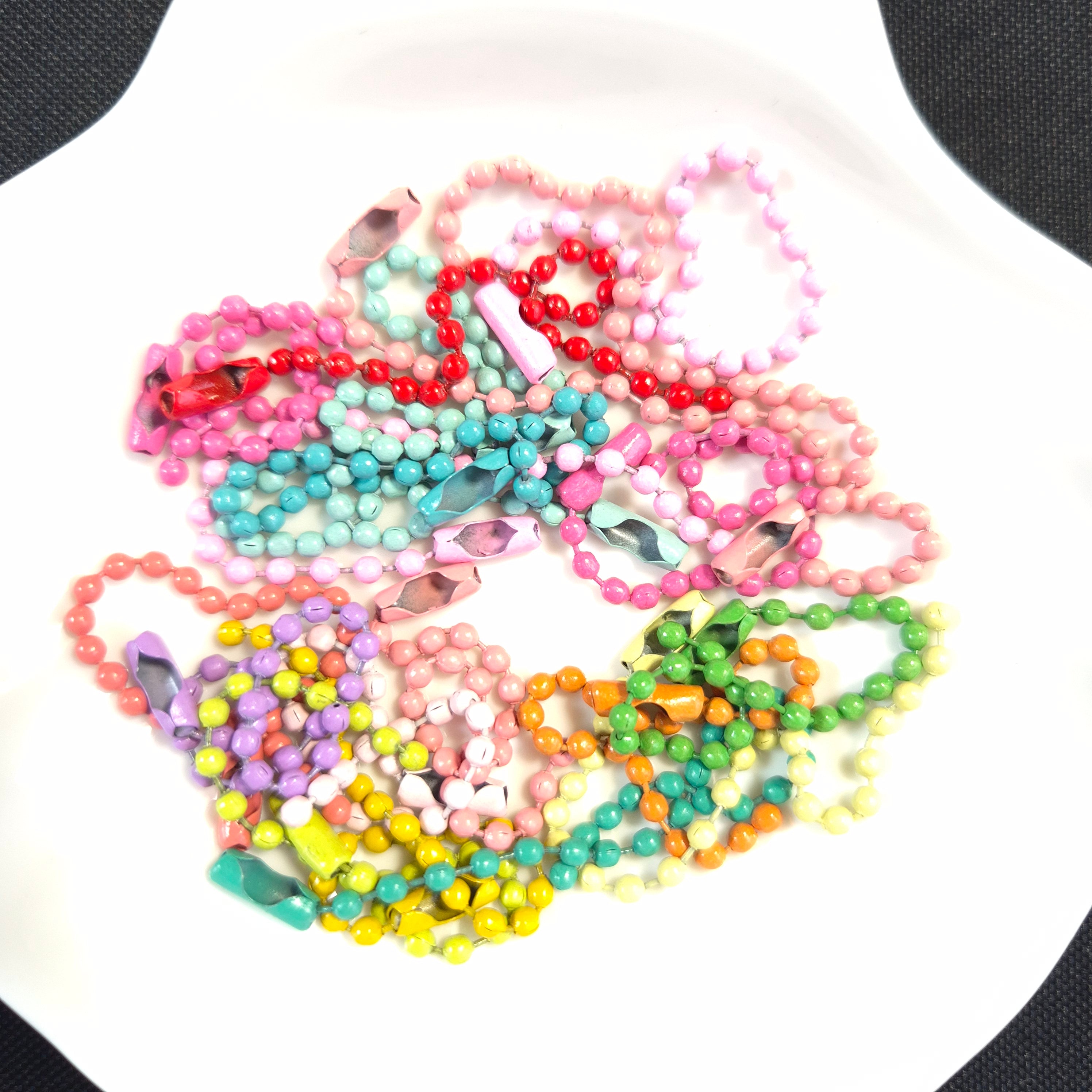Ball chain multi coloured 10 pieces